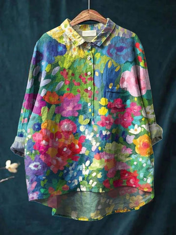 Julia | Chemise ample à imprimé floral artistique