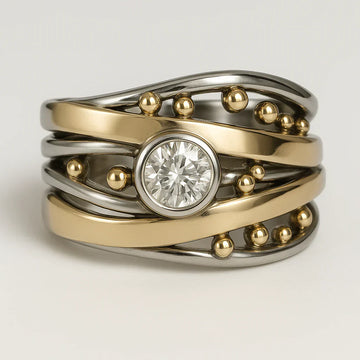 Royal - Bague en Zirkonia avec Incrustation en Or Vintage