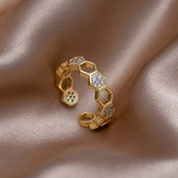 Abeille - Anneau en or et cristal