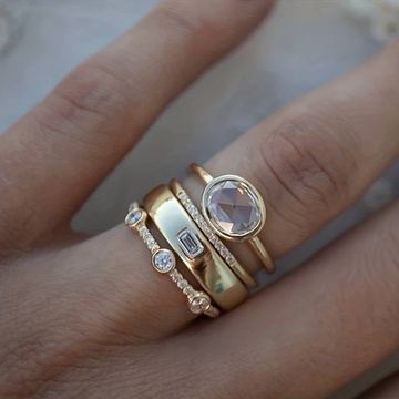 Lily - Ensemble de bagues en or vintage et zirconia