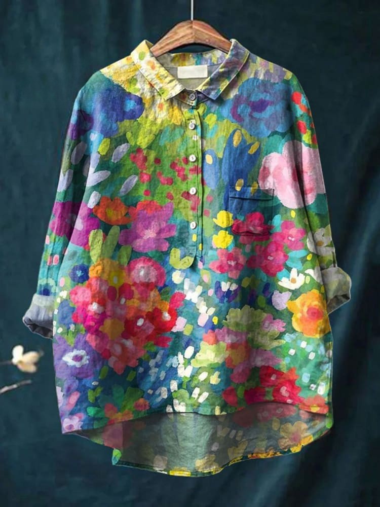 Julia | Chemise ample à imprimé floral artistique