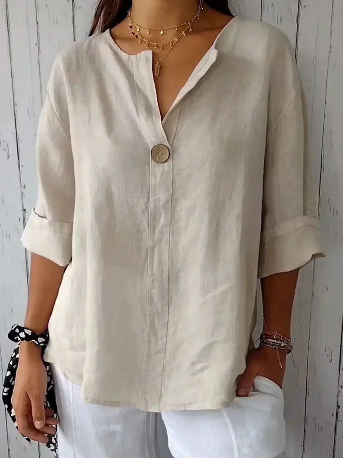 Janny | Blouse légère à coupe ample et col ouvert pour femme