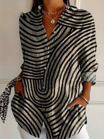 Bianca | Chemise ample à motif graphique et col boutonné pour femme