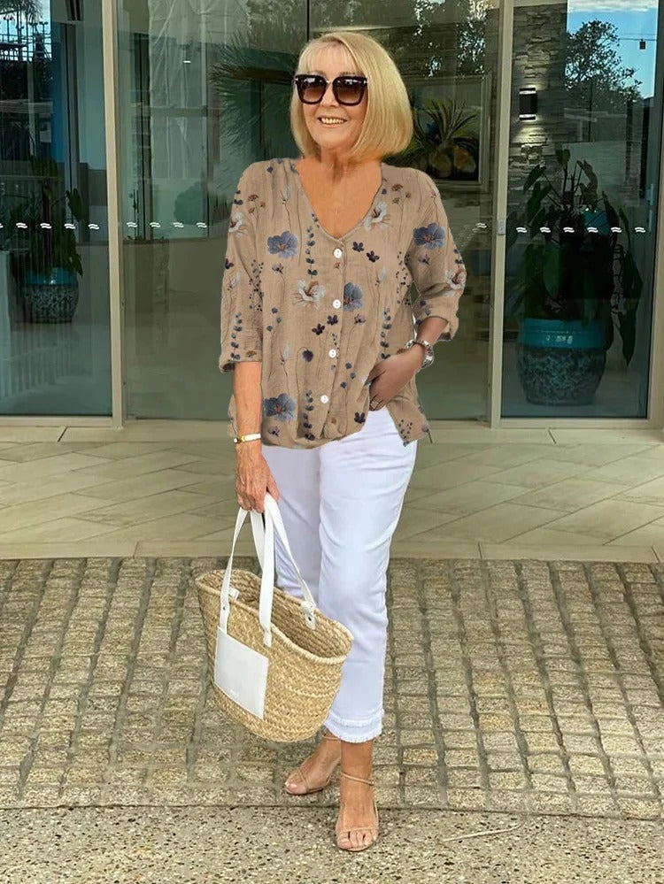 Claudine | Blouse boutonnée à imprimé fleuri pour femme