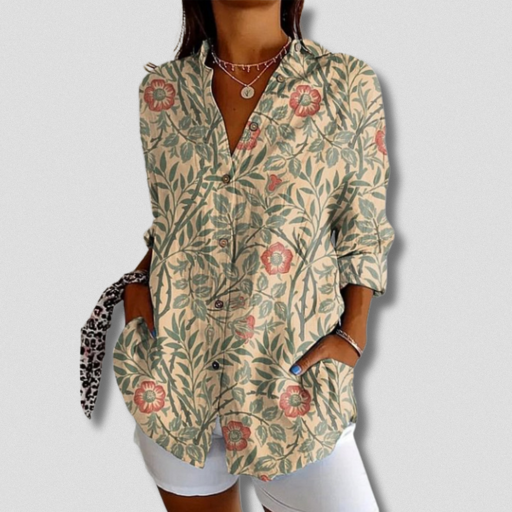 Danique | Chemise à imprimé feuillage et fleurs pour femme