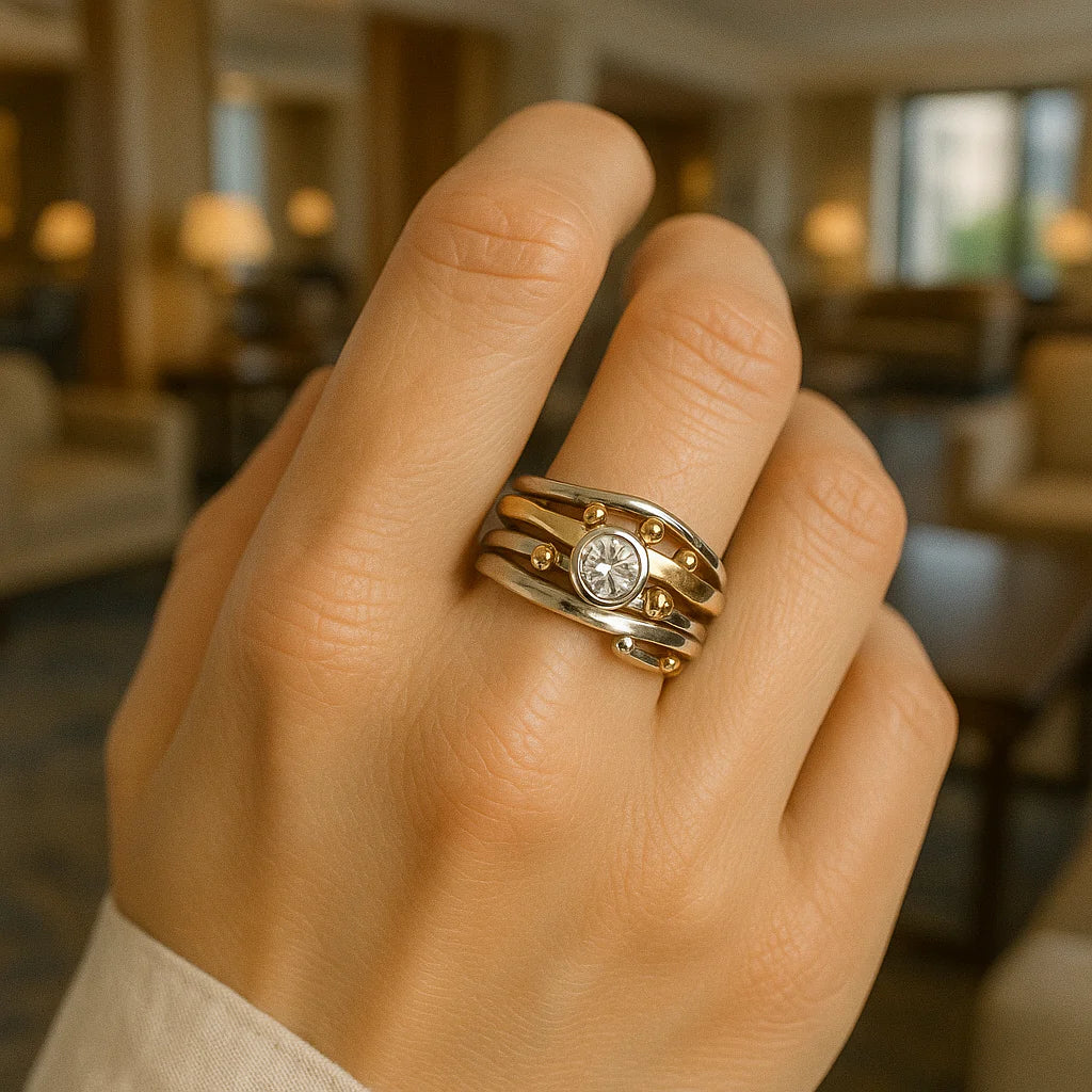 Royal - Bague en Zirkonia avec Incrustation en Or Vintage