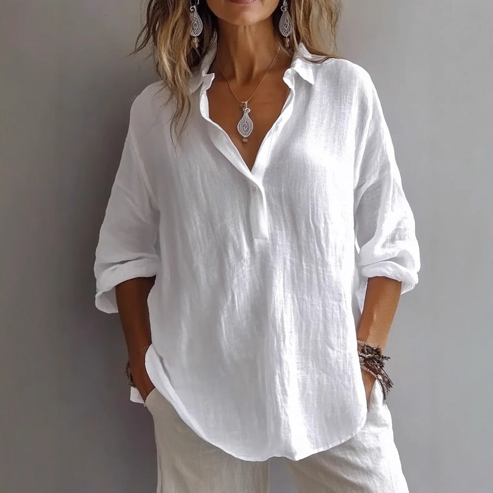Gwen | Chemise décontractée à col ouvert et manches longues