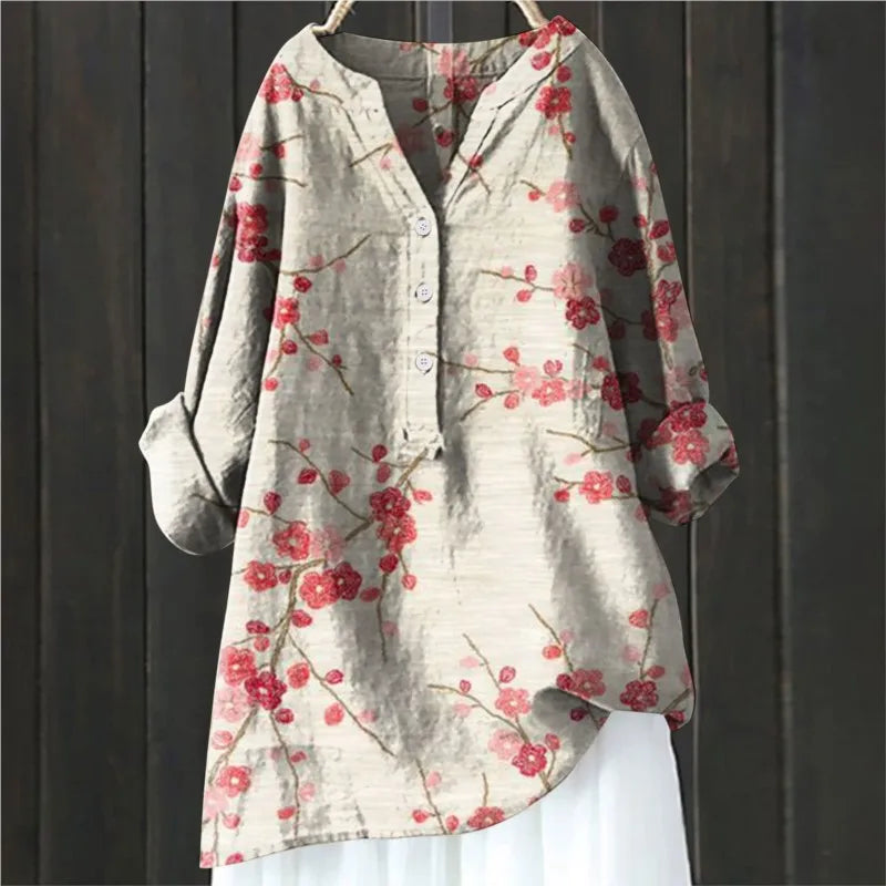 Vivian | Blouse à imprimé floral et col tunisien