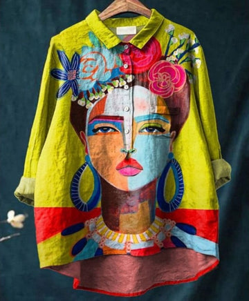 Cindy | Chemise artistique à imprimé visage féminin